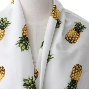 Rayon Large Summer Fabric Water Pineapple-Back Ivory (a2573)
