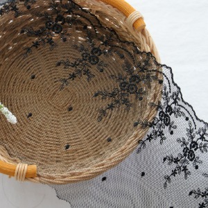 1필 망사 레이스 예쁜 꽃무늬 캐리너 18cm-블랙(ss784)