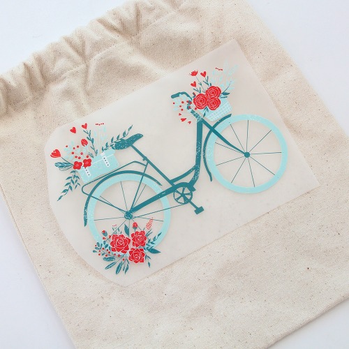 3D Thermal Transfer Paper Rose Flower Mint Bicycle No. 52 (97052)