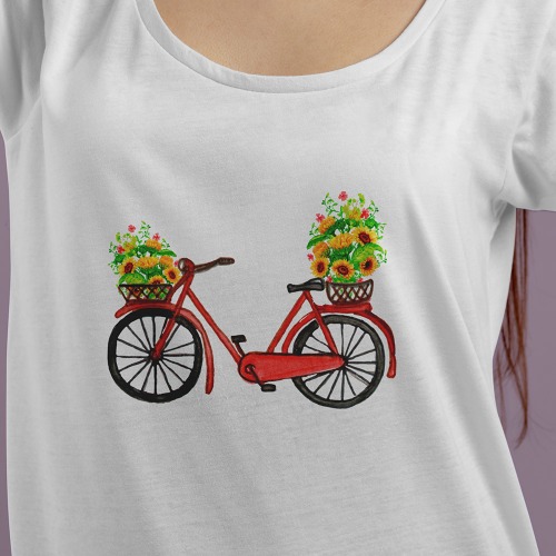 3D Thermal Transfer Paper Red Bicycle and Sunflower-57 (97057)