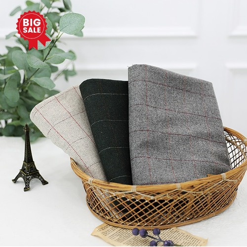 Mixed wool) Large Size Paris Herringbone Checkered 3 colors (a3412)