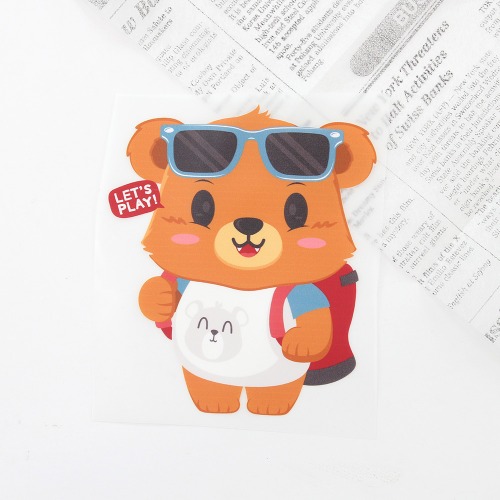 3D heat transfer paper) Red bag bear (97250)